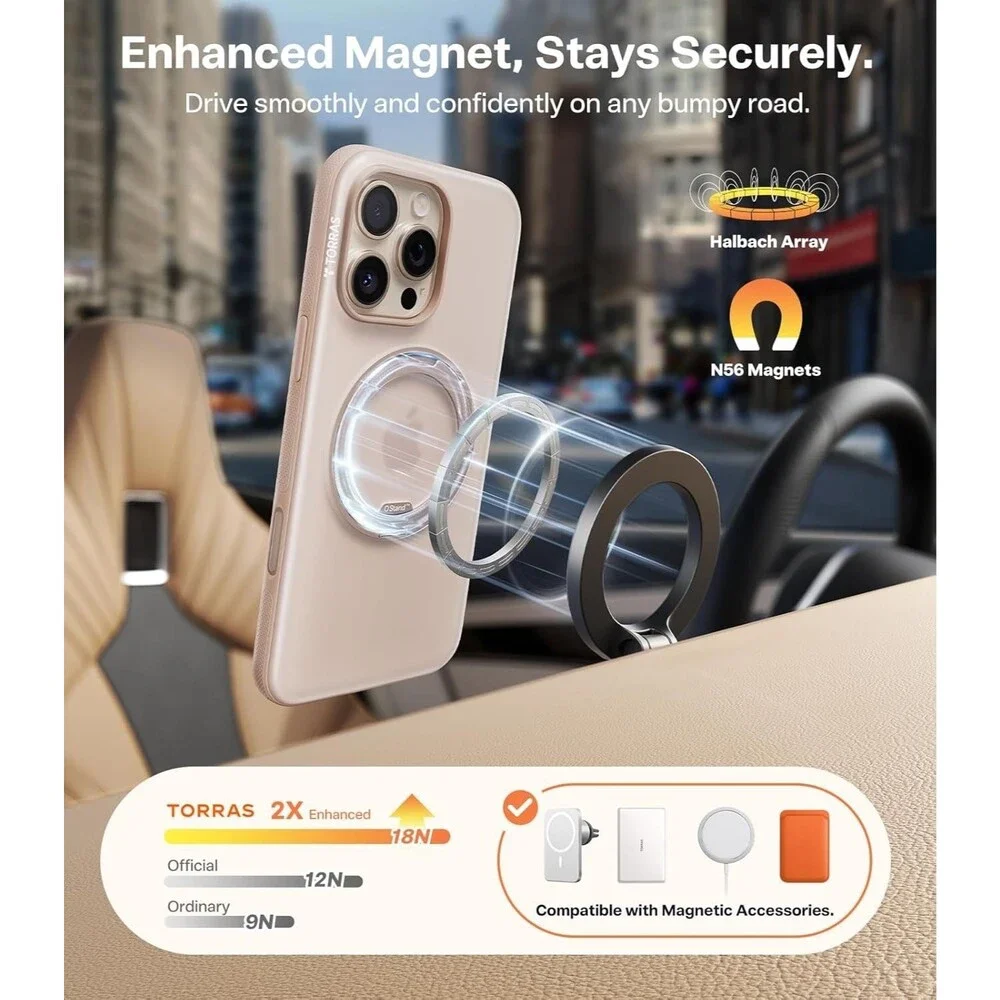 TORRAS iPhone 16 Pro Max Case 360 Magnetic Stand MagSafe Shockproof Ostand O3
